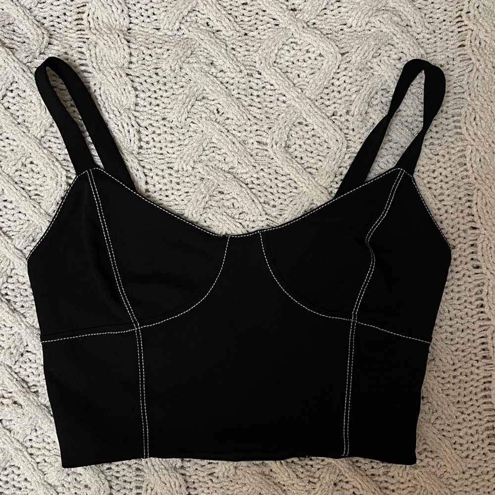 Bershka Contrast Stitch Corset Crop Sz M